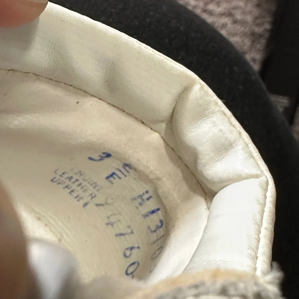 OshKosh Bgosh Vintage Infant White Leather High Top Sneakers Made in USA Size 3E